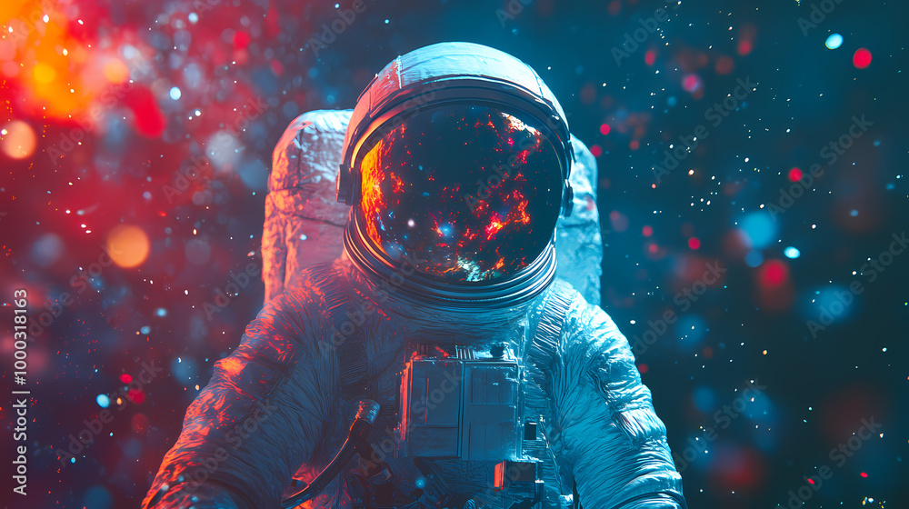 Canvas Prints astronaut in deep universe, traveling trought time and space, planet and cosmos background interstel