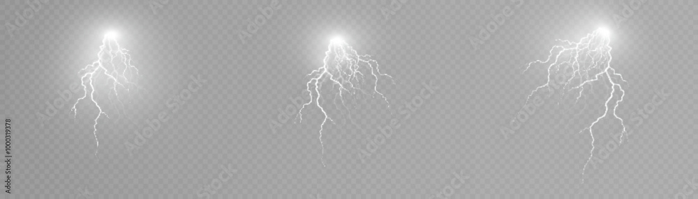 Poster bright lightning effect, lightning electric discharge, bright light effect. lightning energy dischar