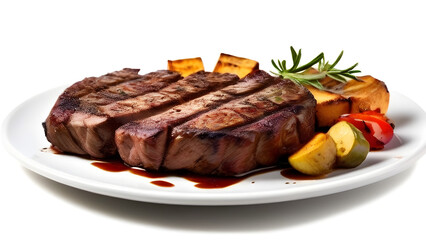 grilled beef steak with vegetables