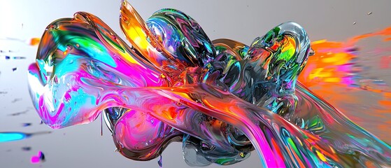 Fototapeta premium Abstract liquid swirl with vibrant colors and reflections.