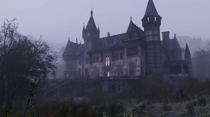Obraz premium Fantasy Haunted House in a Gloomy Forest