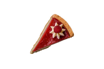 Delicious sweet dessert cheesecake with raspberry and pistachio flavor