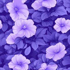 Soft Lilac Morning Glory Flowers Seamless Vector Illustration