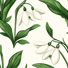 Elegant Snowdrop Flower Vector Illustration in Pastel Colors