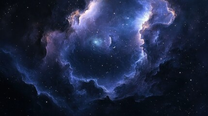 Obraz premium A Starry Night Sky with a Nebula and a Crescent Moon