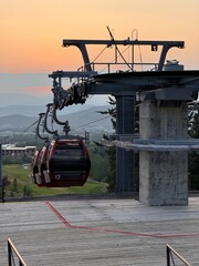 Scenic view of from the gondolas at sky during sunset