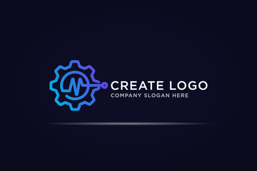 gear pulse technology logo using single line