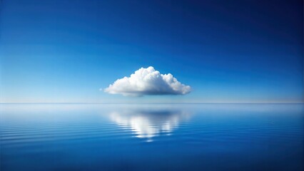 Fluffy Clouds in the Skyline Floating Above the Ocean Sea Water: Majestic Cloud Formations and Scenic Sky Views for Atmospheric Visuals for Poster and Digital Design Projects