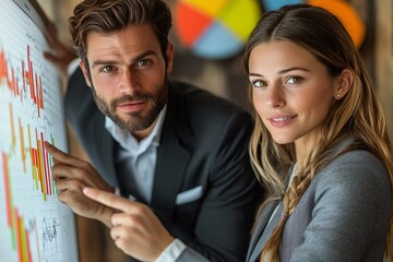 Collaborative Business Team Analyzing Financial Data on Screen - Partnership in Action