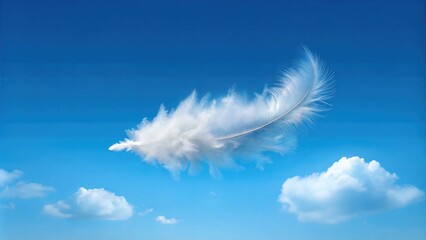 Fluffy Feather Shaped  Clouds in the Skyline: Majestic Cloud Formations and Scenic Sky Views for Atmospheric Visuals for Poster and Digital Design Projects