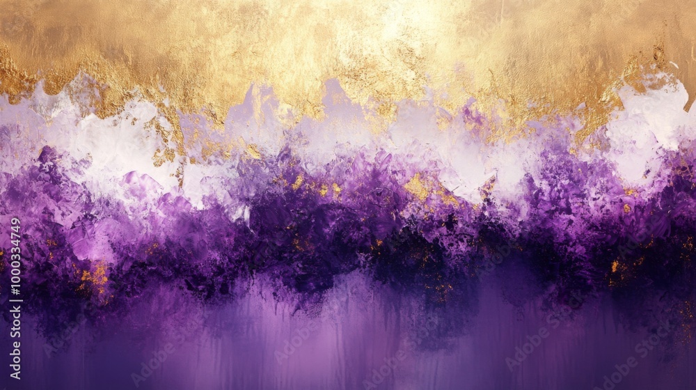 Canvas Prints Abstract Purple and Gold Painting