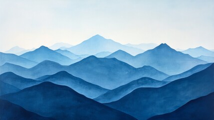 Mountain Landscape in Blue Hues