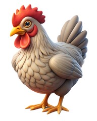 Playful Plastic Style Cartoon Cockrel: Vibrant, Fun Farmyard Rooster Character for Digital Art