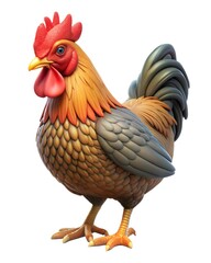 Fototapeta premium Playful Plastic Style Cartoon Cockrel: Vibrant, Fun Farmyard Rooster Character for Digital Art