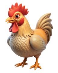 Fototapeta premium Playful Plastic Style Cartoon Cockrel: Vibrant, Fun Farmyard Rooster Character for Digital Art