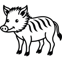 Minimal Wild Boar Line Drawing.