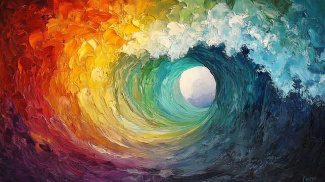 Abstract Colorful Tunnel Painting