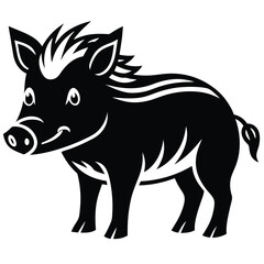 Minimal Wild Boar Line Drawing.