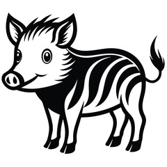 Minimal Wild Boar Line Drawing.