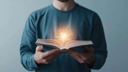 Magical Sparkle Emanating from Open Book Concept for Storytelling and Imagination Themes