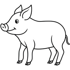 Minimal Wild Boar Line Drawing.