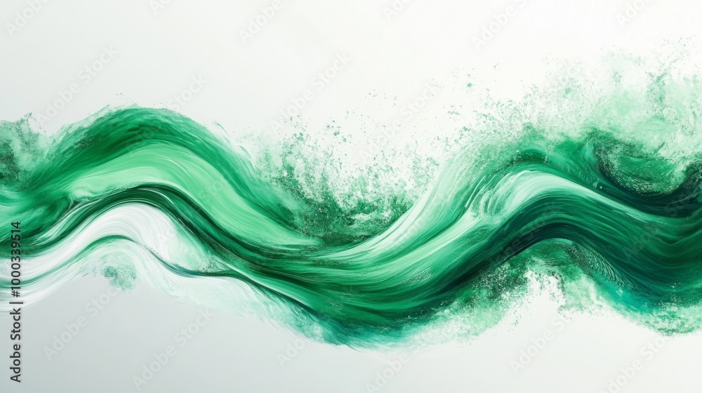 Sticker Abstract Green Wave Art