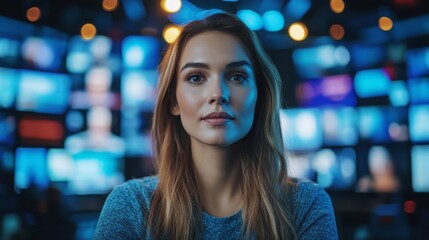 Obraz premium Woman in Media Control Room