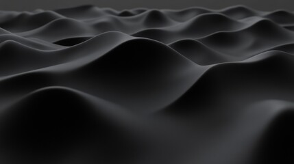 Obraz premium Abstract black waves forming soft hills and valleys, creating a smooth, flowing surface with a sense of depth and fluidity.