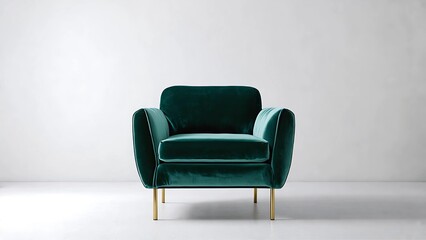 comfortable and soft chair in dark green and velvet material