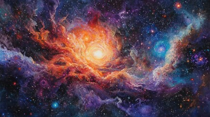 Fototapeta premium A Vivid Cosmic Nebula with Stars and Gas Clouds