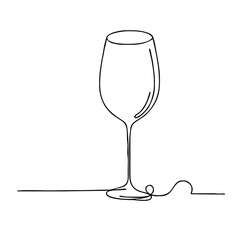 Flute. Icon. Vector drawing. One-line drawing. A simple drawing depicting a continuous line of a tableware item for a liquid or drink.