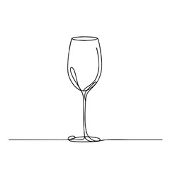 Flute. Icon. Vector drawing. One-line drawing. A simple drawing depicting a continuous line of a tableware item for a liquid or drink.