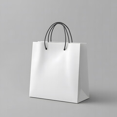 White Shopping Bag on a Colorful Geometric Background