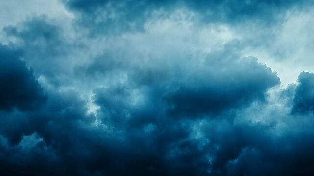 Dark blue clouds cover the sky on a cloudy day