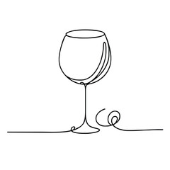 Goblet. Icon. Vector drawing. One-line drawing. A simple drawing depicting a continuous line of a tableware item for a liquid or drink.