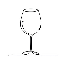 Goblet. Icon. Vector drawing. One-line drawing. A simple drawing depicting a continuous line of a tableware item for a liquid or drink.