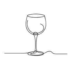 Goblet. Icon. Vector drawing. One-line drawing. A simple drawing depicting a continuous line of a tableware item for a liquid or drink.