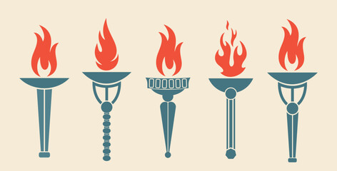 Torch logo. Isolated torch on vintage background