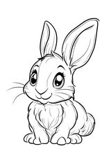 Cute Cartoon Bunny Rabbit Coloring Page Illustration