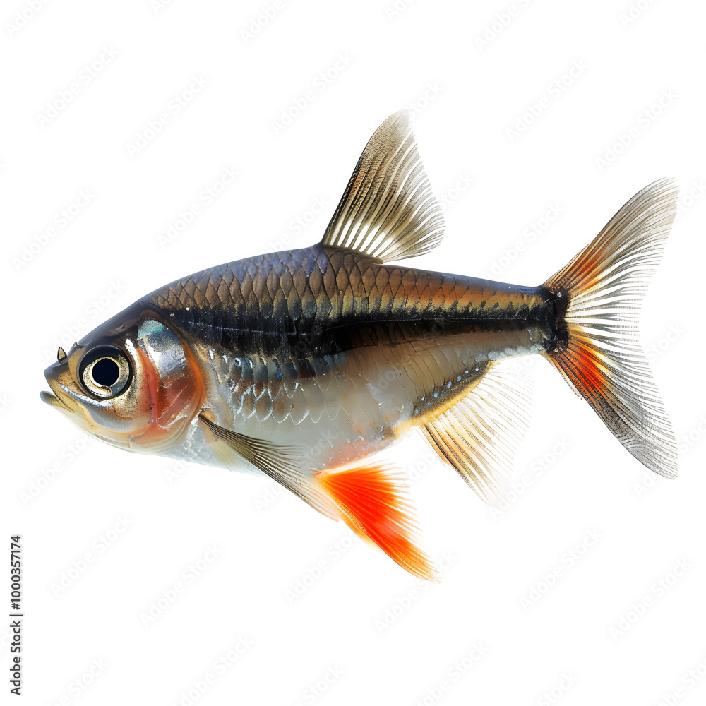Poster High-resolution image of a vibrant fish with detailed scales and fins, isolated on a transparent background, perfect for various design projects