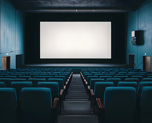 Fototapeta premium Empty Movie Theater with Blank Screen