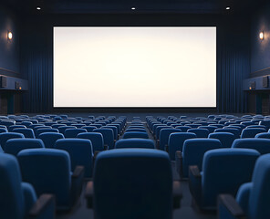 Empty Movie Theater with Blank Screen