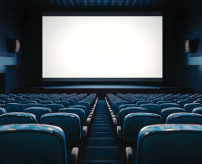 Fototapeta premium Empty Movie Theater with Blank Screen