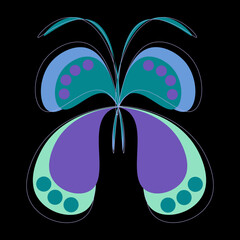 Multi colored Butterfly Vector illustration set, Simple butterfly flat icon Collection butterfly watercolor, isolated on a white