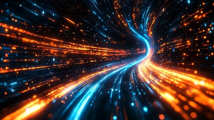 Naklejka premium Abstract Image with Modern High Speed Dynamic Trails of Light in Motion Photo