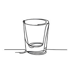 Shot glass. Icon. Vector drawing. One-line drawing. A simple drawing depicting a continuous line of a tableware item for a liquid or drink.