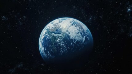 Naklejka premium Earth from Space with a Starry Background