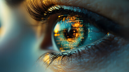 The Digital Gaze: A Glimpse Into the Fusion of Technology and Human Perception Through a Reflective Eye