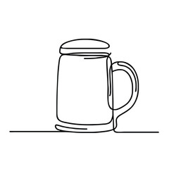 Stein. Icon. Vector drawing. One-line drawing. A simple drawing depicting a continuous line of a tableware item for a liquid or drink.