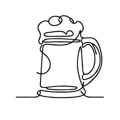 Stein. Icon. Vector drawing. One-line drawing. A simple drawing depicting a continuous line of a tableware item for a liquid or drink.